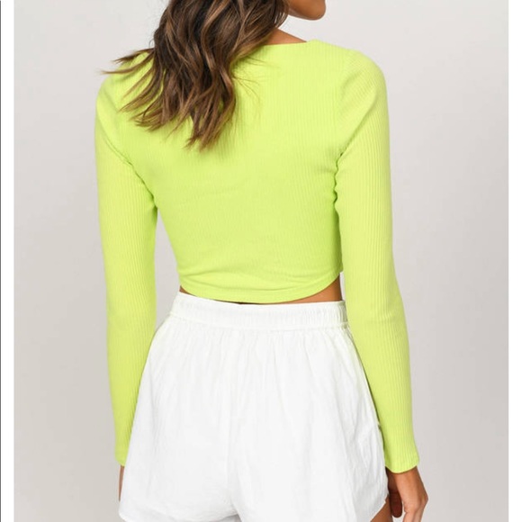 TOBI neon green‘
ASHA SNAP BUCKLE RIB KNIT CROP TOP’ - Picture 7 of 9